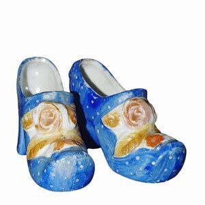 Miniature Porcelain High Heel Shoes Vintage 1950s Hand Painted Figurines Trinket